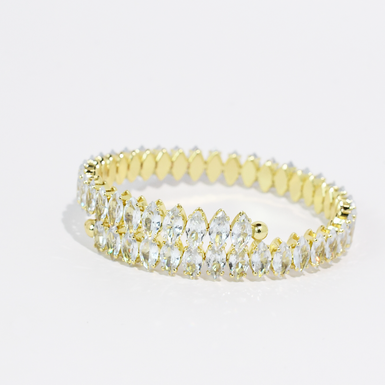 Luxe Sparkle Gold Marquis Wrap Bracelet