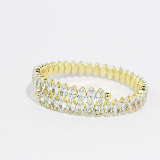 Luxe Sparkle Gold Marquis Wrap Bracelet