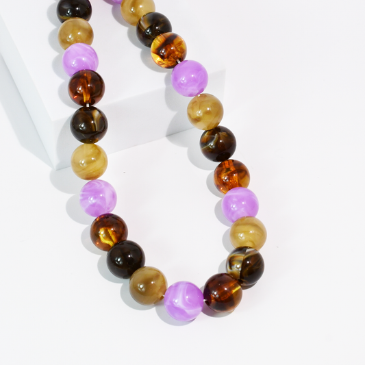 Pop Of Joy Purple & Amber Necklace