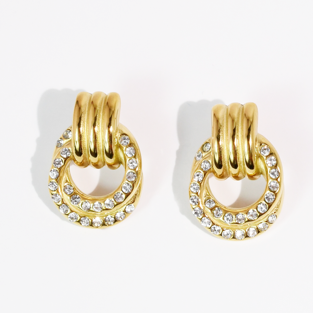 Gilded Crystal Stud Earring