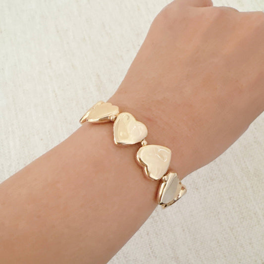 Oh Lovely Hearts Gold Stretch Bracelet