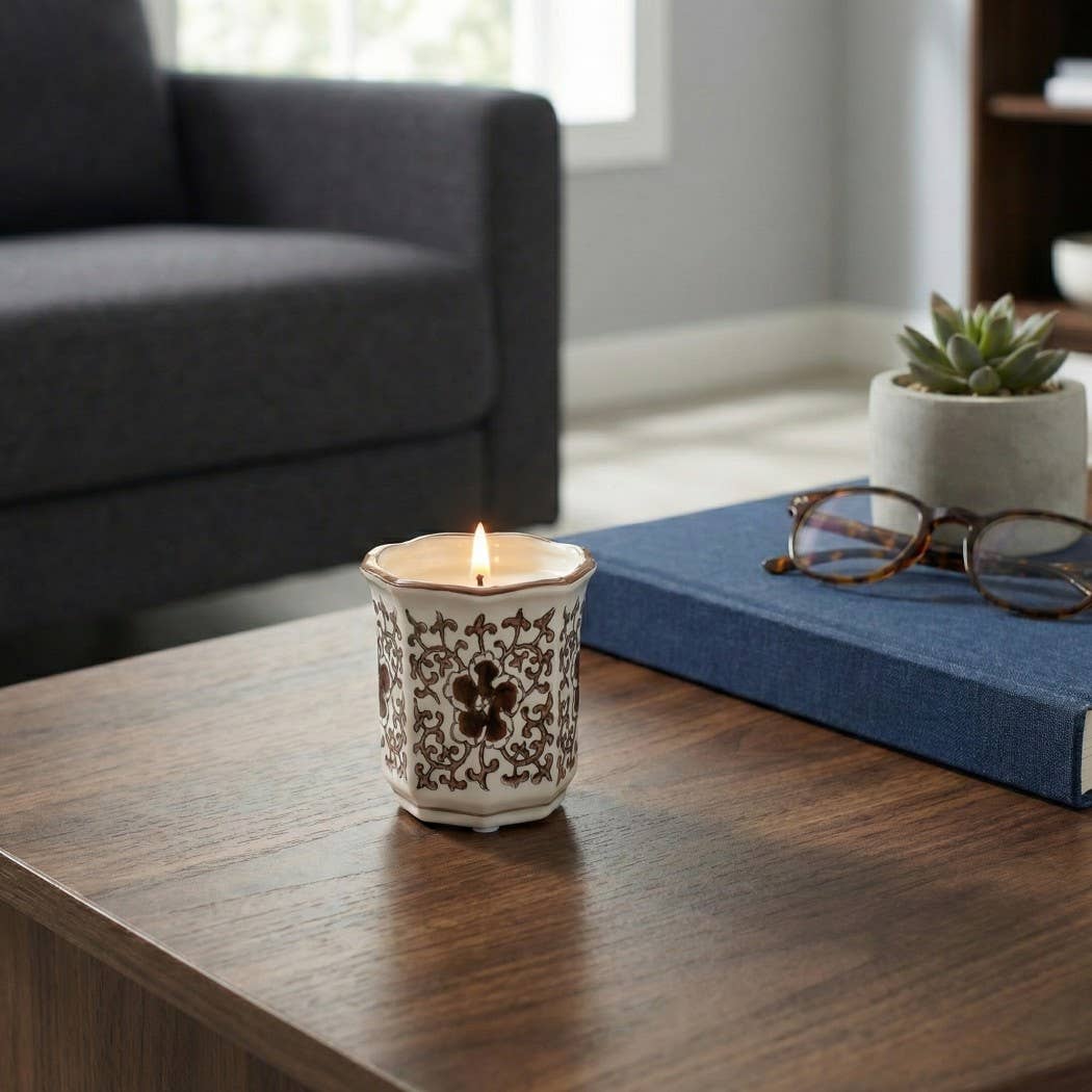Plumeria Brown Chinoiserie Candle