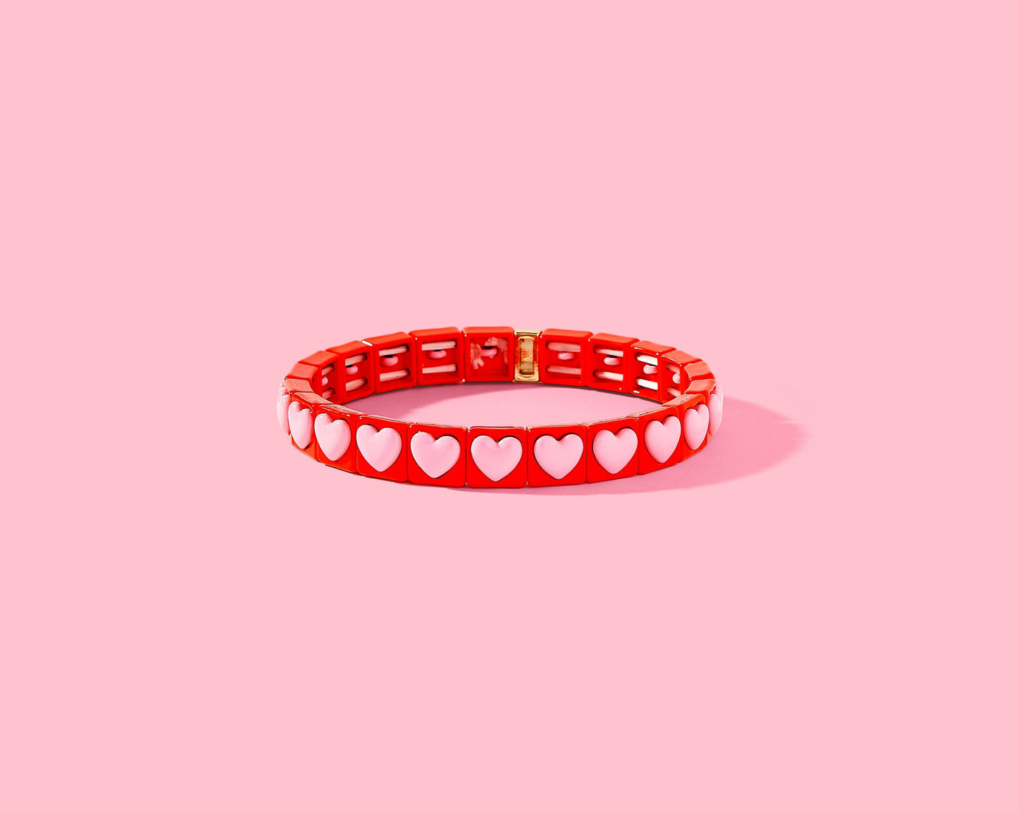 Pearl Hearts Enamel Stretch Bracelet