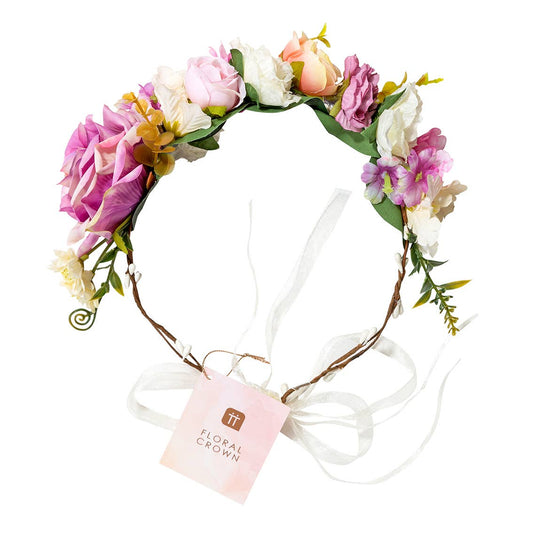 Pink Flower Crown Headband